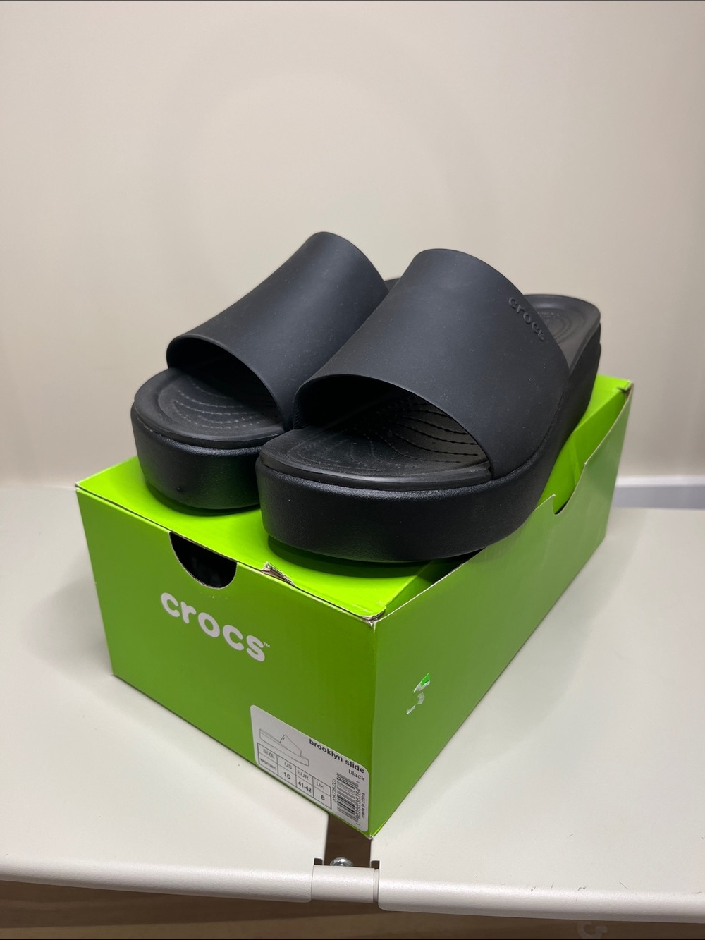 CROCS Black Platform Slide Sandals